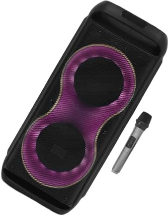 DOITOOL Altavoz Karaoke Portátil con Luces LED RGB Micrófono Inalámbrico Integrado Mini Altavoz Estéreo con Graves Profundos para Fiestas y Actuaciones Móviles