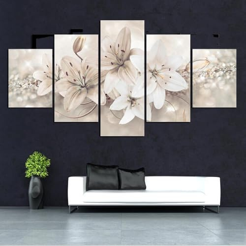 Lot de 5 peintures sur toile modernes sans cadre pour décoration murale, toile mate imperméable avec finition artistique en spray, convient pour plusieurs environnements d'intérieur