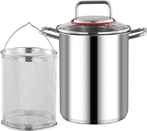 AYCDL Marmite À Asperges en Acier Inoxydable - Cuiseur À Pâtes Spaghetti, Cuiseur Vapeur, Poêle À Frire Profonde avec Panier Et Couvercle pour La Cuisine À Domicile