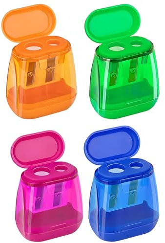 Pencil Sharpener Mit Behälter 4 Stück, Anspitzer Mit Behälter, Spitzer Mit Dose Für Dicke Und Dünne Stifte, Dosenspitzer Kinder, Anspitzer Für Schule Büro 4 Farben