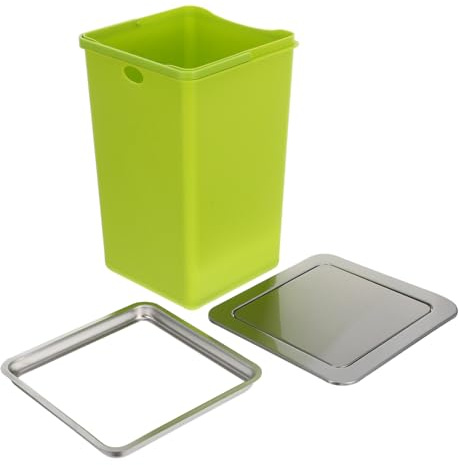 VALICLUD Contenitore da Incasso con Coperchio Ribalta in Acciaio Resistente per Piano di Lavoro Integrato per Cucina e Bagno Facile da Pulire e Installare per Ambienti Compatti