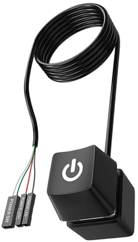 Mikikit Rallonge Bouton D’Alimentation PC 5 M Câble Extension Alimentation Ordinateur Bureau ABS Caoutchouc Compatible Démarrage à Distance Usage Domestique Bureau Cybercafé