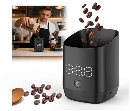 Digital Coffee Bean Dosing Cup for Espresso with LED Scale - High Precision Coffee Grounds Measurer, Barista-Strength Brewing Accessory & Perfect Coffee Lover Gift (Black, Sleek Design)
