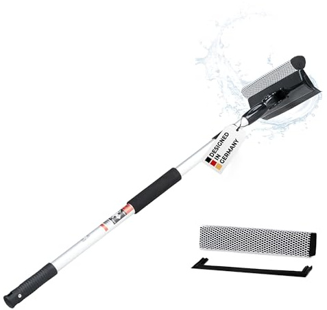 HEYNER® Scheibenreiniger Set I XXL Fensterwischer mit Teleskopgriff + Ersatzkit I Auto Fensterwischer & Reinigungs-Bundle für LKW, Wohnmobil, Van, Fahrzeugpflege & hohe Fenster