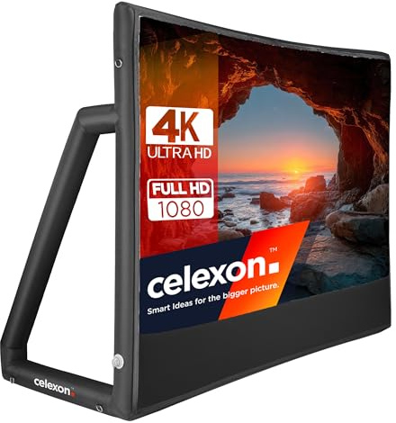 celexon inflatable outdoor screen Economy INF 100 | 222 × 125 cm 16:9 | for public viewing & Full HD, 4K front & rear projection in the garden | incl. air pump & carry bag