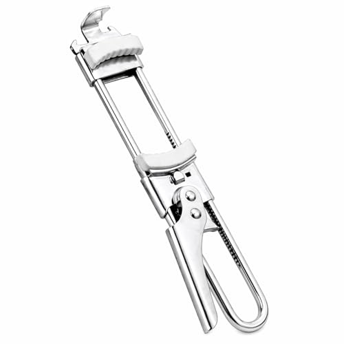 Multifunktionaler Dosenöffner,Edelstahl glasöffner für senioren(silbern) | Extralanger Hebel,Sehr Rutschfest,Verstellbar,Öffner für schraubgläser,Deckelöffner,Flaschenöffner,Jar Opener Küche Gastro