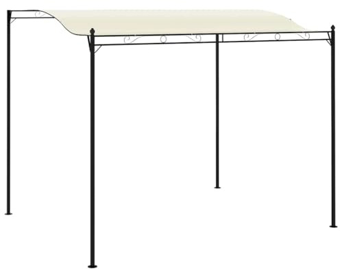 Fisinber Anstellpavillon 3x2,4 m, Pultdach Gartenpavillon mit Stahlrahmen und Polyester-Dach, Terrassenüberdachung Schattenspender für Garten, Terrasse und Grillen, Cremeweiß