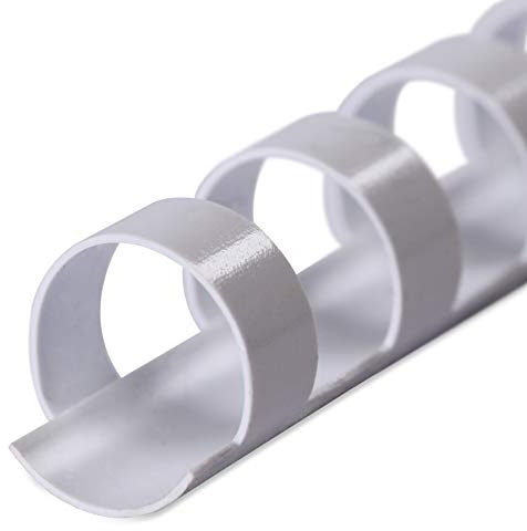 Plastikbinderücken, WEIß, 14 mm, 21 Ringe, 100 Stück, für ca. 100 Blatt – Plastikringbindung, Spiralbindung, Ringbindung