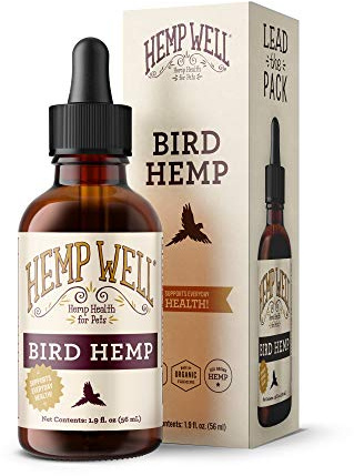Organic Hemp Well Bird Hemp Oil – 2 Ounces. Parrot, Parakeet, Cockatiel and All Birds for Supporting Health, Feather Plucking, Destructive Behavior Reduction, Immune Support, and Relaxation.