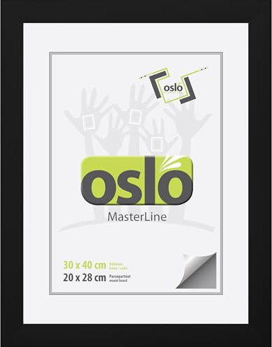 OSLO MasterLine Bilderrahmen 30 x 40 schwarz matt Aluminium gebürstet 3 cm breit Echt-Glas Urkunden Alu Metall
