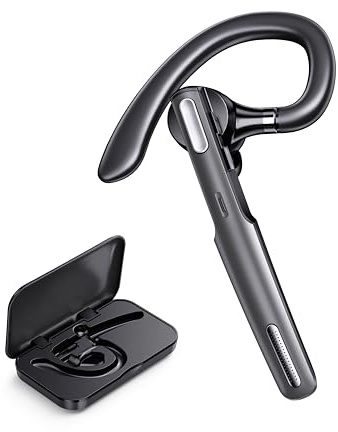ICOMTOFIT Bluetooth Headset, Wireless Bluetooth Earpiece V5.0 Hands-Free Earphones with Built-in Mic for Driving/Business/Office, Compatible with iPhone and Android (Gray)