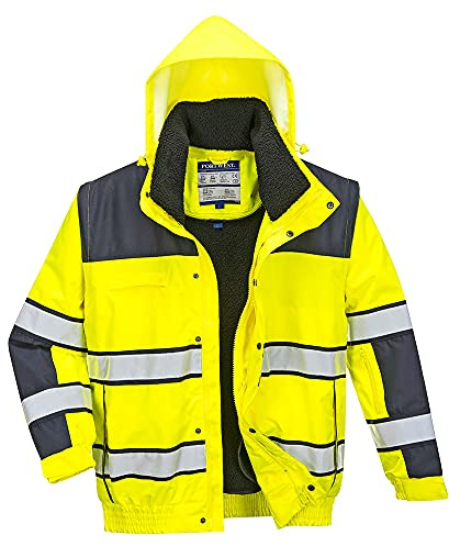 Portwest Klassische Warnschutz-Pilotjacke, Größe: M, Farbe: Gelb/Marine, C466YNRM