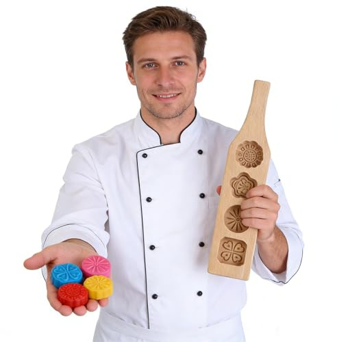 Formen Mondkuchen Holz DIY Biscuit Modelle Blumen Muster Handwerk Backform Kuchen Verzierungsform Schokolade Eis Backenformen Süßigkeit Plätzchen Ausstechformen Küchen Spielzeugset Backen