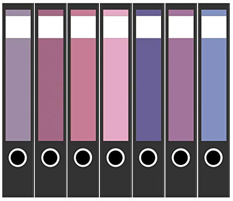 Ordneretiketten | 7 Aufkleber für schmale Akten-Ordner | Farb-mix Mädchen Pastell | selbstklebende Design Akten-Etiketten | Deko Sticker für Rückenschilder Ordnerrücken | zum Beschreiben