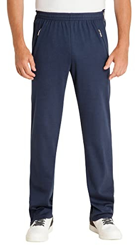 hajo - Pantaloni da riabilitazione, da uomo, con chiusura lampo sulla gamba, per jogging o per il tempo libero Marine (609). W56
