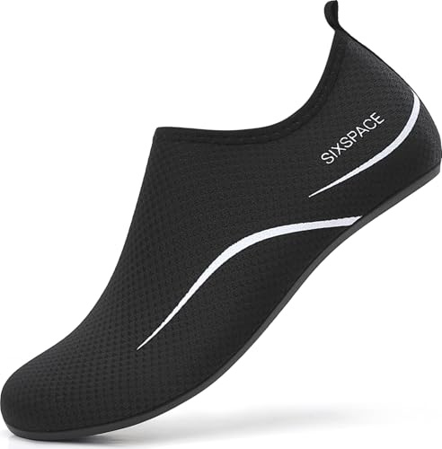 Sixspace Badeschuhe Damen Wasserschuhe Herren Schwimmschuhe Gr.34-47 | Aquaschuhe Schnelltrocknend Atmungsaktiv Strandschuhe Leicht Rutschfest Surfschuhe für water Beach Pool Surfen Yoga