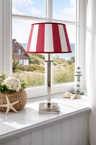 Lampenschirm-oval-rot-weiss-gestreift konische Form Ø 30cm (20 * 30 * 18cm)