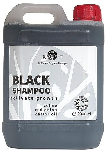 Champú de Cebolla, Cafeína y Ricino Control Antigrasa | Estimulador de Crecimiento Capilar | Anticaída | Seborregulador | Anticaspa, Negro, 2000 ml