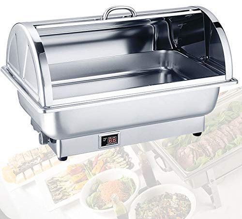 DBMGB Scaldavivande Chafing Dish Elettrico Acciaio Inox 9L Contenitore Termico Scalda Cibo per Alimenti con Coperchio - Mantiene Caldo Il Cibo del Buffet, 57 * 37 * 38cm