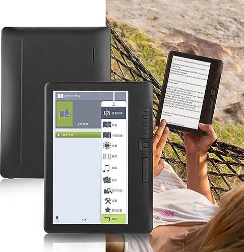 Lector de Libros Electrónicos, 7 Pulgadas La Pantalla Colorida admite Tarjeta TF, botón Independiente de Libro abatible con Pantalla Impermeable Y Libro Digital MúSica, Video, Fotos(8G)