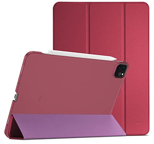 ProCase Hülle für iPad Pro 11 Zoll 2022/2021/2020 (4/3/2 Generation), Dreifach Falt Klapp Schutzhülle, Ultra Dünn Leicht Ständer Schale Smart Case Cover -Wein