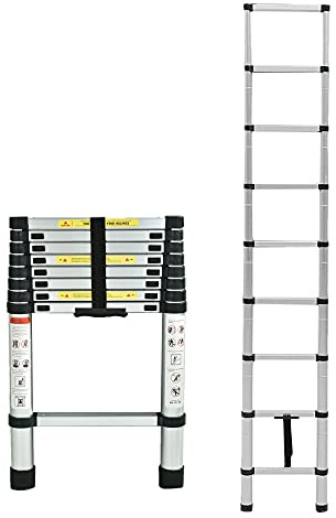 8.5FT Step Ladder Folding Lightweight Portable Aluminum Ladders Mult-Purpose Telescopic Folding Ladder Extension Extend Ladder,Non-Slip Safety, Maximum Loading 150kg