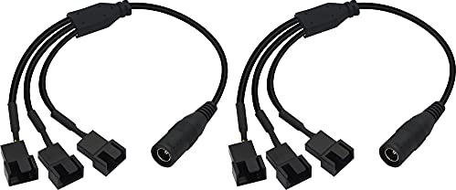 PNGKNYOCN 35 cm 5,5 x 2,1 mm DC-Stecker auf 3 x 3-poligen oder 4-poligen Computer PC Gehäuselüfter Power Splitter Adapterkabel