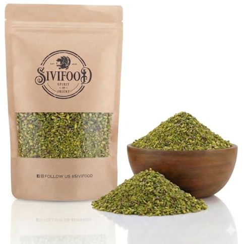 SIVIFOOD® Fein gehackte Pistazienkerne [500g] – Naturbelassene Pistazien gehackt in Premium Qualität – Gehackte Pistazien zum Backen, für Kuchen, Torten & Baklava als Topping – Ungesalzen & vegan