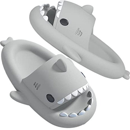 GULAKY Cloud Shark Slides Pillow Slippers Damen/Herren Hausschuhe Unisex Badeschuhe für Sommer,Hellgrau,46.47