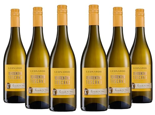Leonardo Da Vinci Vermentino Toscana IGT, Vino Bianco dal Gusto Limpido ed Equilibrato e Profumi Floreali, 12.5% Vol, Confezione con 6 Bottiglie da 750 ml