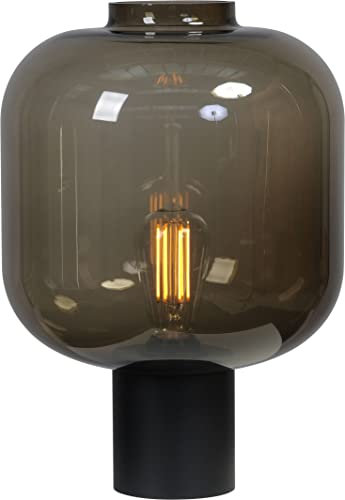 Licht-Erlebnisse Tischlampe Schwarz Glas Metall 41 cm hoch E27 dekorativ Wohnzimmer Ambientebeleuchtung Nachttischleuchte