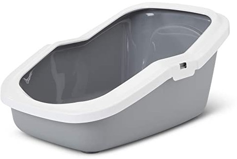 Katzentoilette Schalentoilette Katzenklo mit Rand ASEO grau-weiß 56 x 39 x 27,5 cm