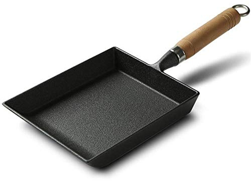 OQHAIR Sartén, Sartén Cuadrada con Mango Moldeado De Madera. Aluminio Fundido a presión con Revestimiento Antiadherente