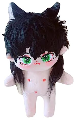 niannyyhouse 20 cm Plüschpuppe, Jungen, schwarzes Haar, humanoider gefüllter Körper, kein Attribut, 20,3 cm, normaler Körper, tragbare Kleidung, Verkleidung, Geschenke (A - ohne Skelett)
