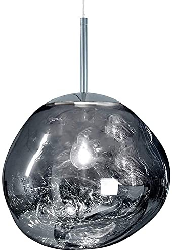 HWSY Lámpara De Suspensión Araña, Luminaria De Lava Moderna, Lámpara De Suspensión De Vidrio De Techo, Lámparas Colgantes De Espejo De Cobre Irregulares,Argent,30Cm Interesting