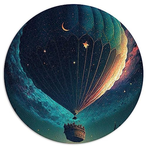1000-teiliges rundes Puzzle, Ballon im Weltraum, kreative runde Puzzles für Erwachsene, Familien-Papppuzzles, Spielzeug-Wanddekoration, Größe: 67,5 x 67,5