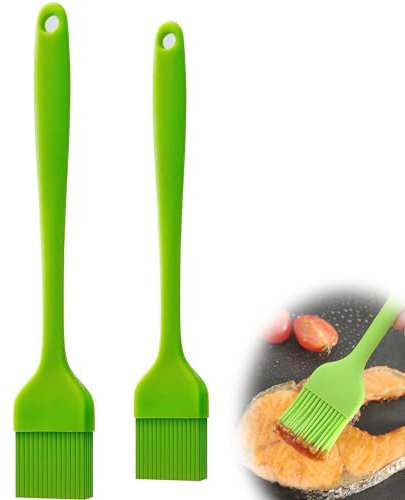 2-teiliges Silikon-Pinsel-Set, Essbarer Silikonpinsel, Silikon-Grillpinsel, Koch- und Backpinsel, Hitzebeständiges Ölpinselset Geeignet für Grillen, Gebäck, Backen Usw. (Grün)