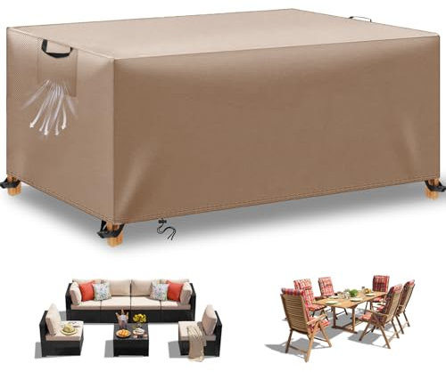 BHFRGAS Garden Furniture Covers - Waterproof, 150x90x75cm, Oxford Fabric, Khaki