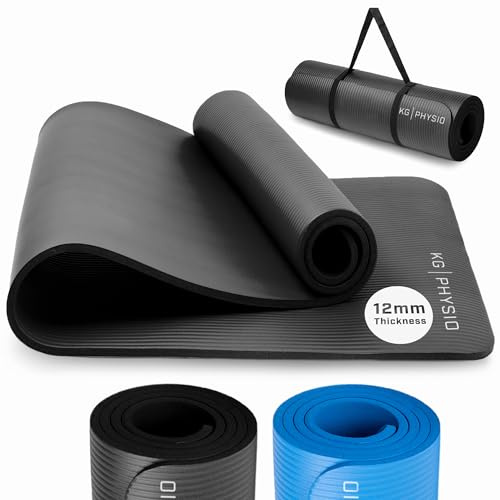 KG Physio Yoga Mat - Thick Yoga Mats for Women & Men, High-Density NBR Foam Excercise Mat, Non-Slip & Sweat-Resistant, Ideal for Pilates, Home Fitness and Home Workout - Strap Included