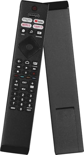 BRC0984501 Ersatz-Fernbedienung kompatibel mit Philips LCD LED Smart TV 7900 Serie 398GR10B, mit RakutenTV Netflix Tasten