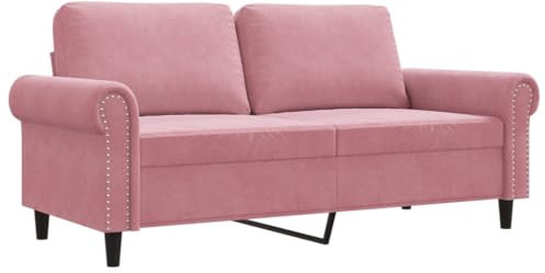 vidaXL Sofa 2 Sitzer, Couch mit Metallgestell Rückenkissen, Relaxsofa für Wohnzimmer, Polstersofa Samtsofa Zweisitzer Loungesofa, Rosa Samt