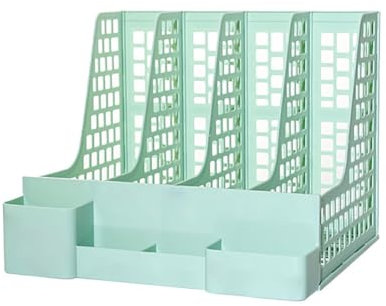A4 Ordner Aufbewahrungsbox Faltbarer Stehsammler mit 4 vertikalen Fächern Büro Heim Organisation Schreibtisch Organizer für Bücher Magazin Brief Zur geordneten Aufbewahrung