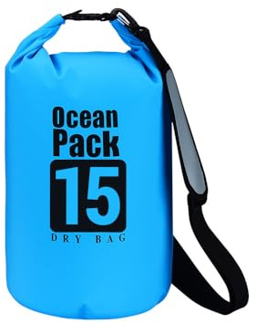 COMETX Dry Bag Rucksack Wasserdichte Umhängetasche Schwimmtasche Campingtasche Fluss Überwachung Tasche Driften Schwimmende Tasche PVC Hohe Frequenz Nähen Für Männer/Frauen, Blue, 15L shoulder