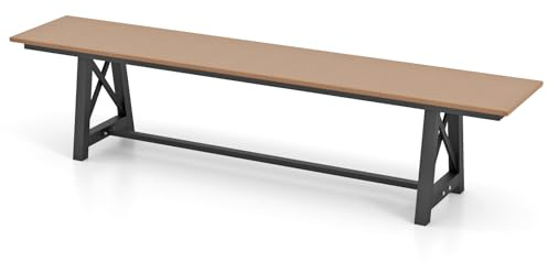 KOMFOTTEU Gartenbank 3-4 Sitzer, Sitzbank wetterfest, Parkbank 183 x 35 x 41,5 cm bis 500 kg belastbar, Terrassenbank aus HDPE und Metall, für Hof, Park, Terrasse | Gartenbank aus HDPE und Metall, für Hof, Park, Terrasse, 183 x 35 x 41,5 cm, Braun und Schwarz
