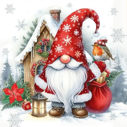 20 Servietten Weihnachten Weihnachtszwerg Edik als Tischdeko. Papierservietten mit Motiv für Winter mit Wichtel Zwerg Gnom Tomte. Auch für Decoupage und Serviettentechnik 33x33cm