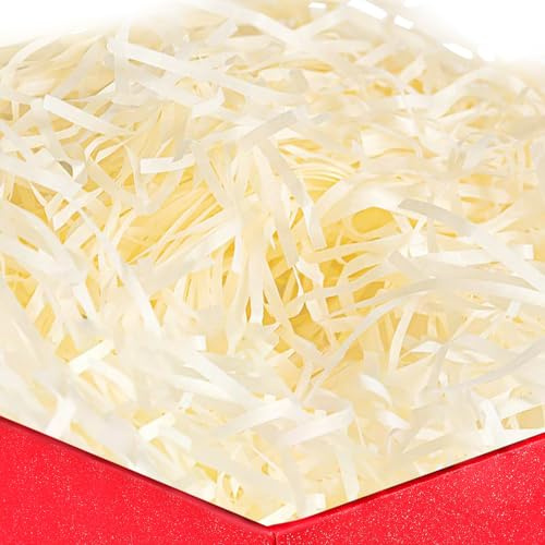 Papier Déchiqueté de 200 g, Panier De Remplissage Cadeau, Raffia Remplissage Papier pour Boîtes Cadeaux, Paniers et Carton, Offre une Bonne Protection et Décoration pour Cadeaux (Blanc Cassé)