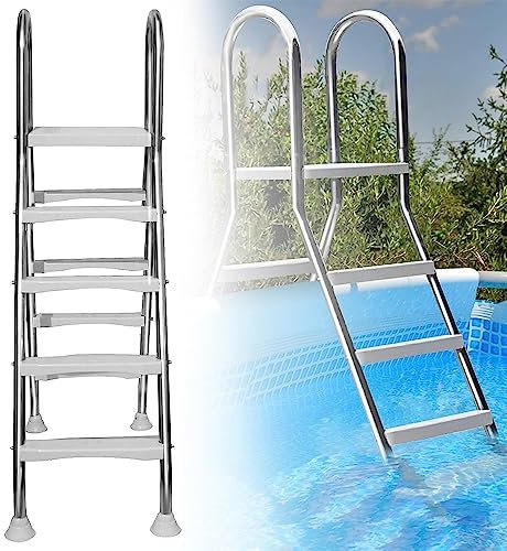 Swimming Pool Ladder Above Ground, 4 Steps Pool Ladder Load 500 Lb, Double-Sided Anti Slip Pool Steps Above Ground, for Backyard Above Ground Pool