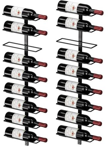Étagère à vin Murale pour 18 Bouteilles - Support Mural en métal pour Bouteilles de vin, Liqueur, Champagne, Support de Rangement Robuste pour la Maison, Le Bar, la Cave à vin