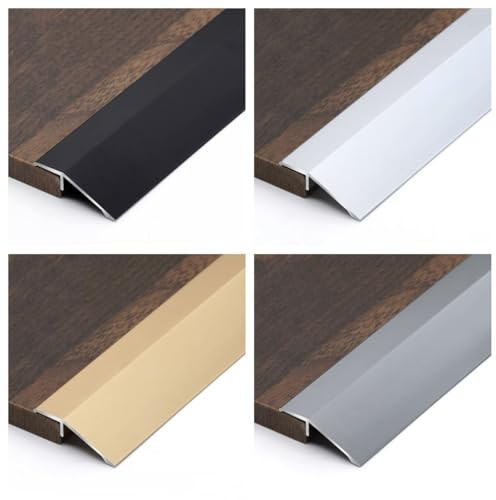 RTVGNSZSJL Tira De Transición De Piso, Perfil De Transición De Piso Aluminio, Tira Cobertura De Juntas De Suelo, Ajustables 3mm-15mm Rampa De Umbral De Puerta(Black)