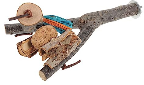 BUGUUYO Natürlicher Holz Vogelstand Für Papageien Und Sittiche Kauspielzeug Optimal Für Käfige Fördert Bewegung Und Koordination Installieren Für Vogelzubehör